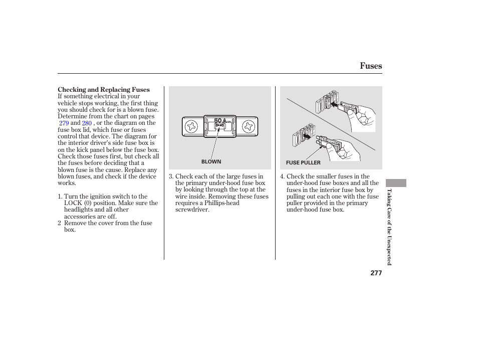 Fuses | Acura 2006 MDX - Owner's Manual User Manual | Page 278 / 311