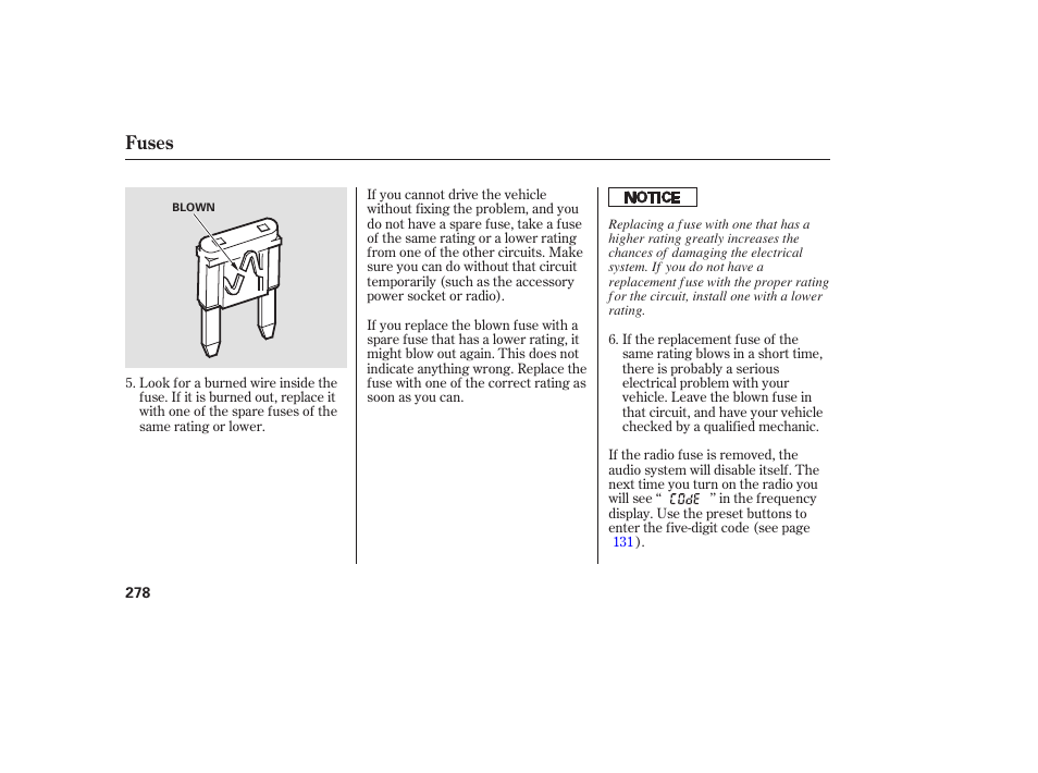Fuses | Acura 2006 MDX - Owner's Manual User Manual | Page 279 / 311