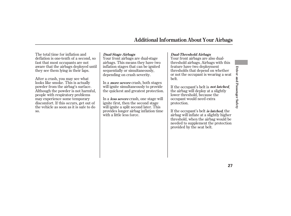 Additional information about your airbags | Acura 2006 MDX - Owner's Manual User Manual | Page 28 / 311