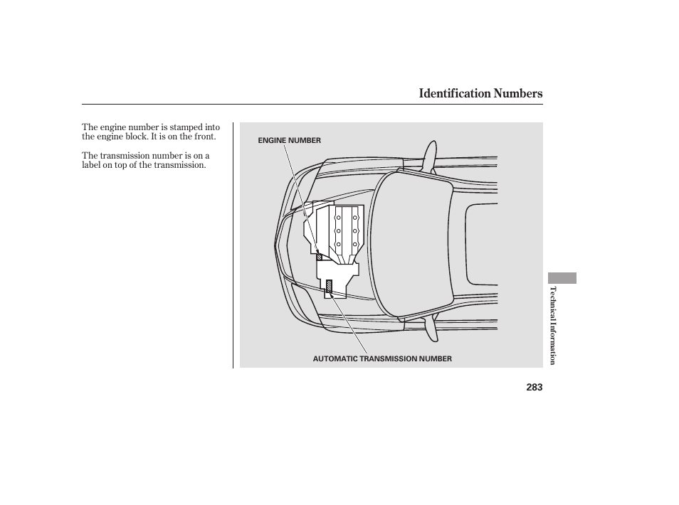 Identification numbers | Acura 2006 MDX - Owner's Manual User Manual | Page 284 / 311