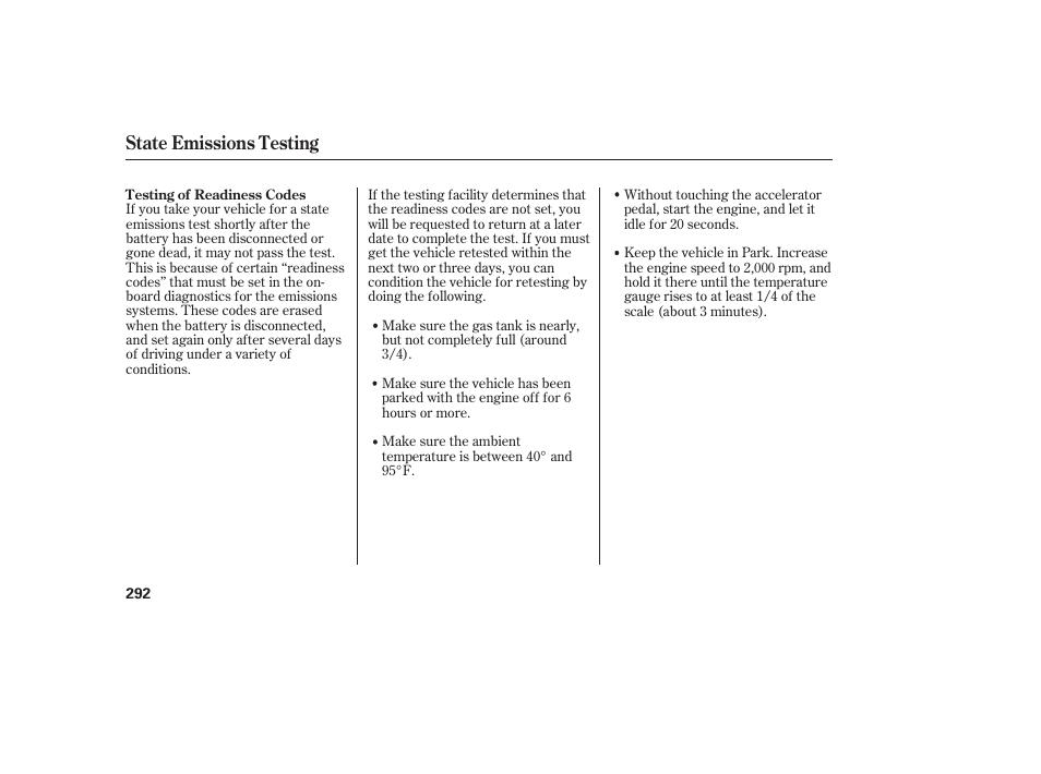 State emissions testing | Acura 2006 MDX - Owner's Manual User Manual | Page 293 / 311