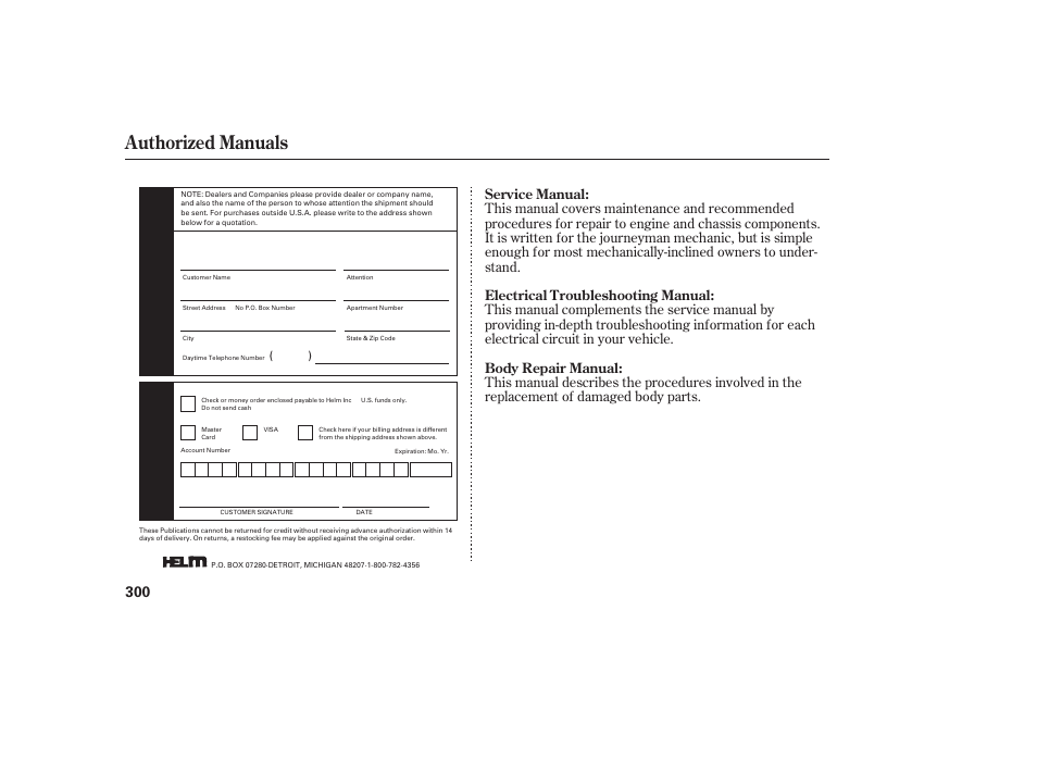 Authorized manuals | Acura 2006 MDX - Owner's Manual User Manual | Page 301 / 311