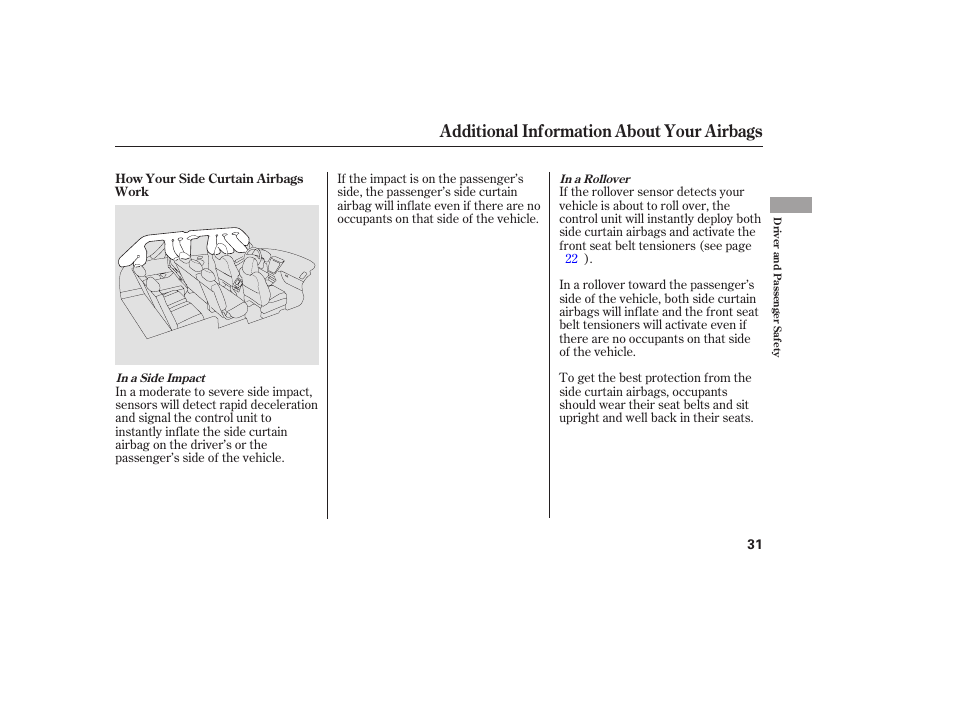 Additional information about your airbags | Acura 2006 MDX - Owner's Manual User Manual | Page 32 / 311