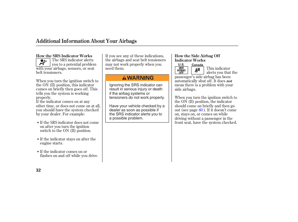 Additional information about your airbags | Acura 2006 MDX - Owner's Manual User Manual | Page 33 / 311