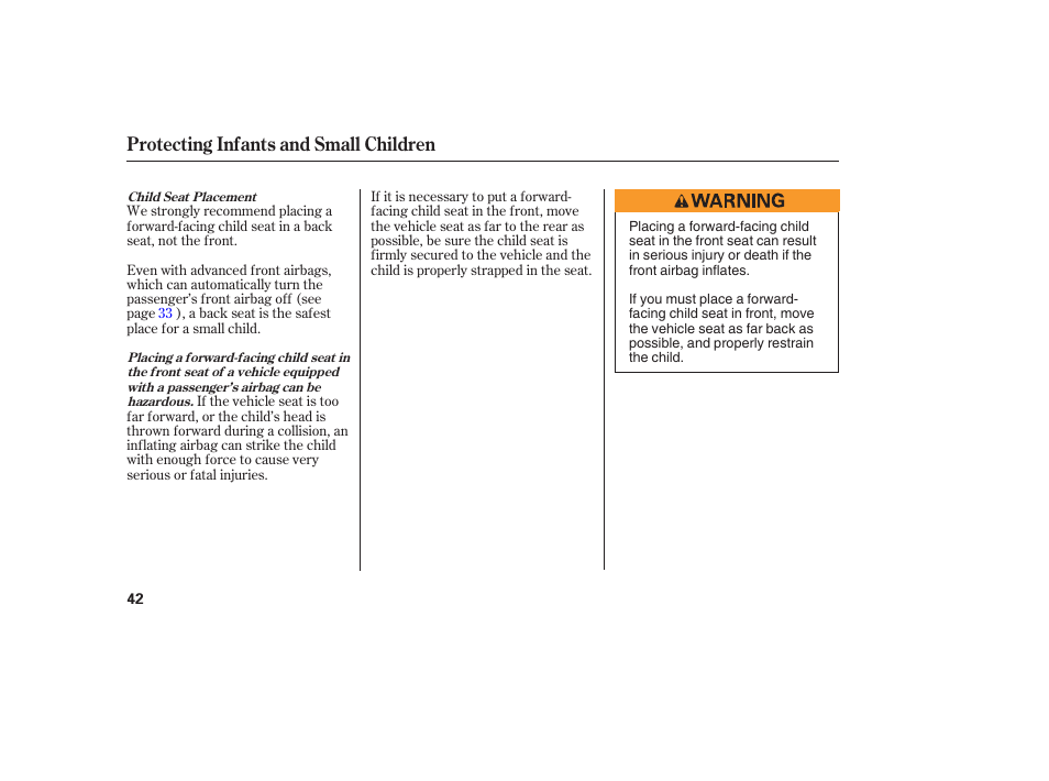 Protecting infants and small children | Acura 2006 MDX - Owner's Manual User Manual | Page 43 / 311