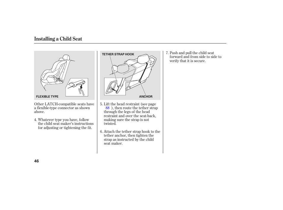 Installing a child seat | Acura 2006 MDX - Owner's Manual User Manual | Page 47 / 311