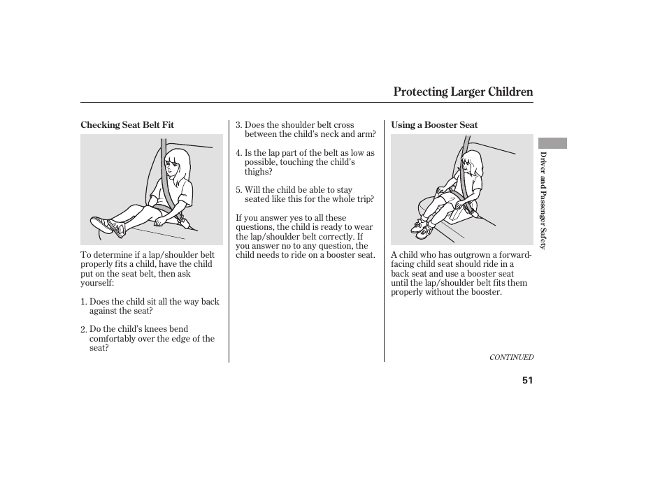 Protecting larger children | Acura 2006 MDX - Owner's Manual User Manual | Page 52 / 311