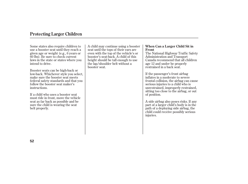 Protecting larger children | Acura 2006 MDX - Owner's Manual User Manual | Page 53 / 311