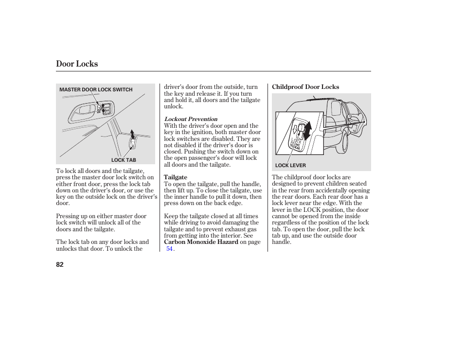 Door locks | Acura 2006 MDX - Owner's Manual User Manual | Page 83 / 311