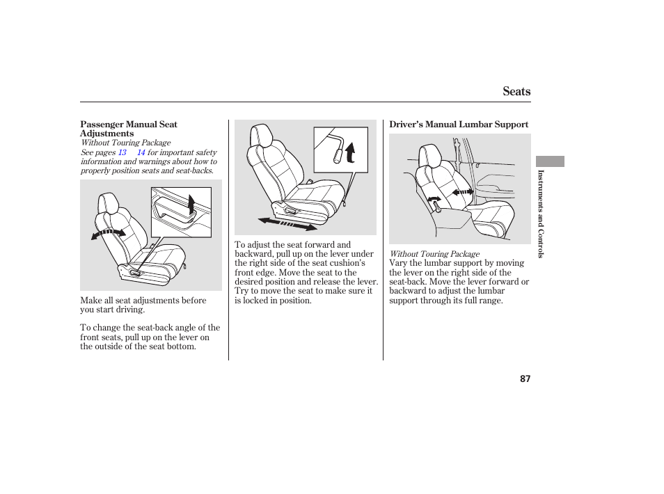 Seats | Acura 2006 MDX - Owner's Manual User Manual | Page 88 / 311