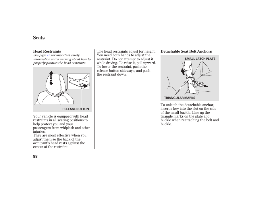 Seats | Acura 2006 MDX - Owner's Manual User Manual | Page 89 / 311
