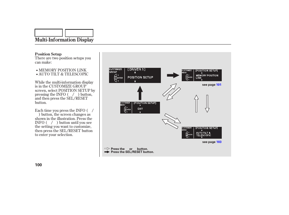 Multi-information display | Acura 2006 RL - Owner's Manual User Manual | Page 101 / 454