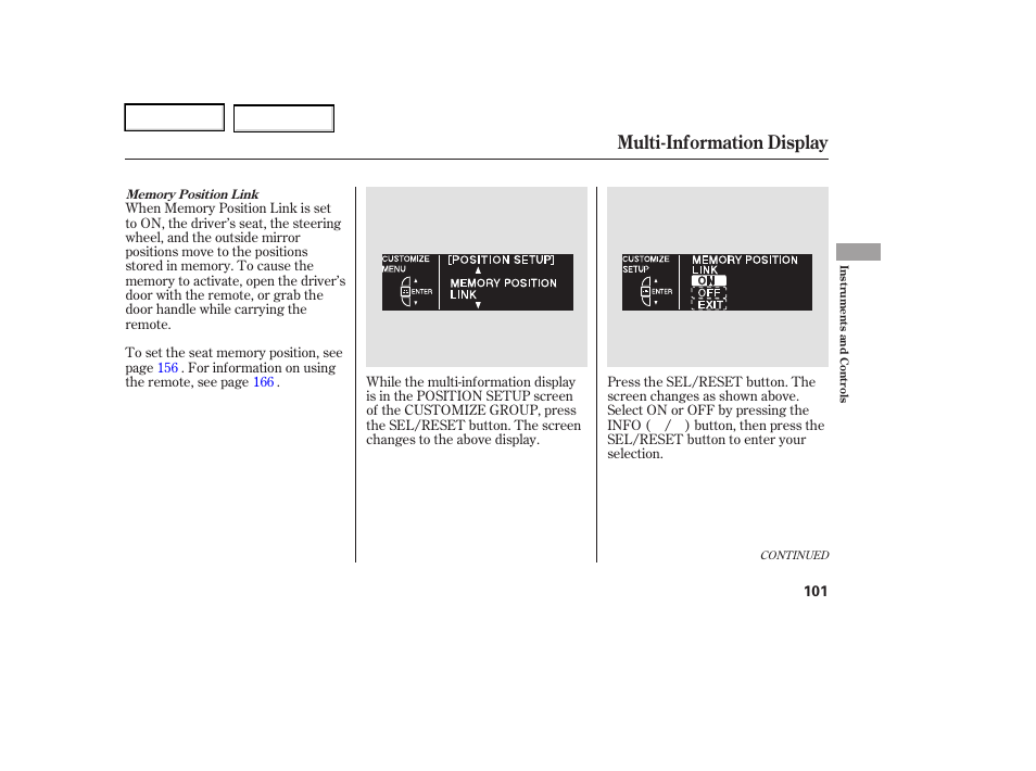 Multi-information display | Acura 2006 RL - Owner's Manual User Manual | Page 102 / 454