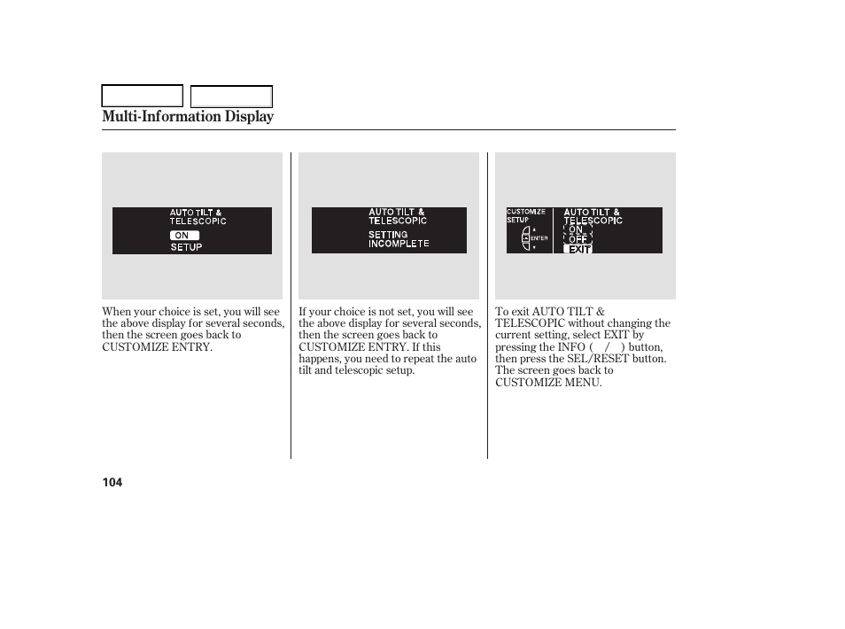 Multi-information display | Acura 2006 RL - Owner's Manual User Manual | Page 105 / 454