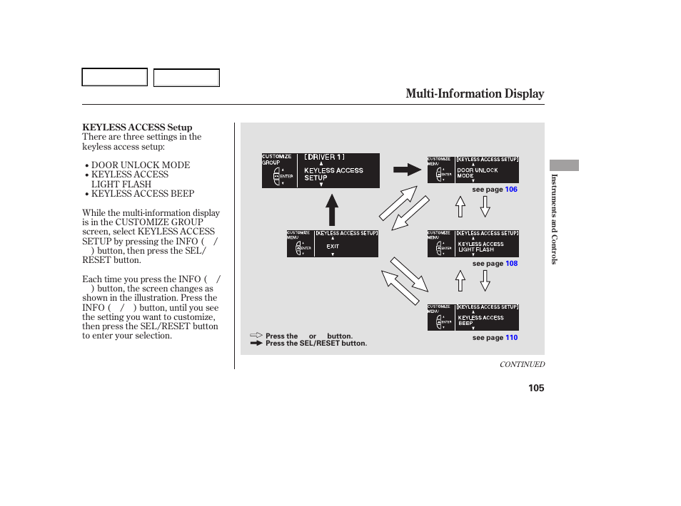 Multi-information display | Acura 2006 RL - Owner's Manual User Manual | Page 106 / 454