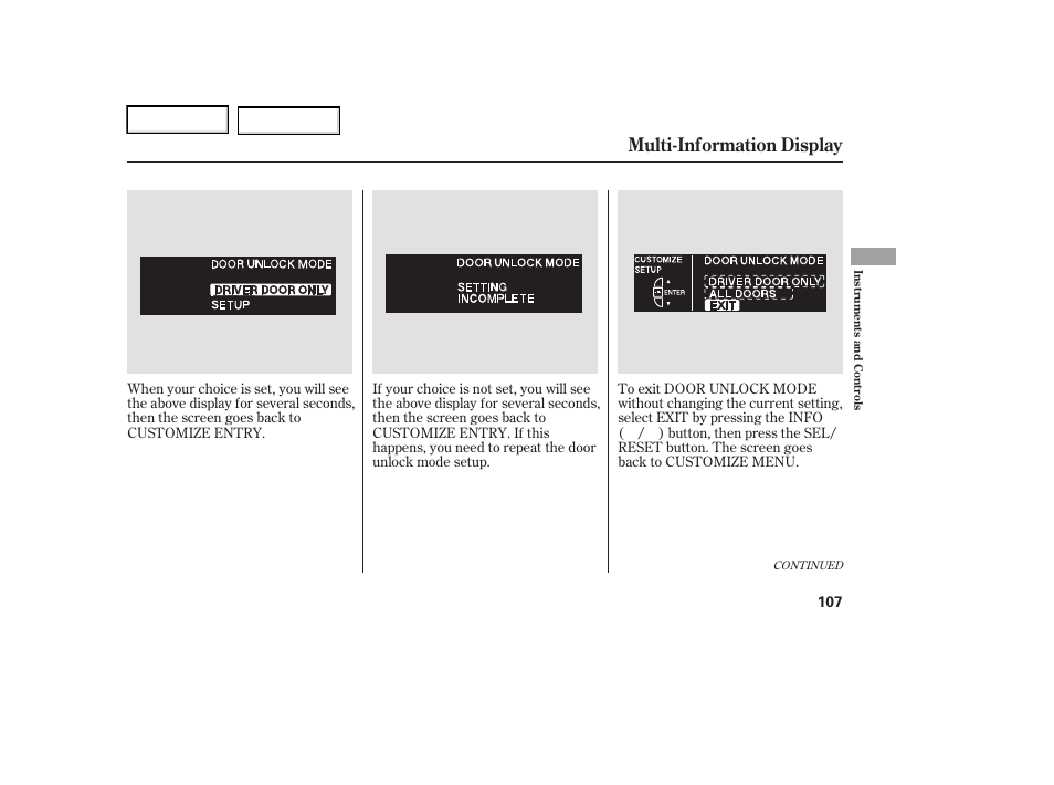 Multi-information display | Acura 2006 RL - Owner's Manual User Manual | Page 108 / 454