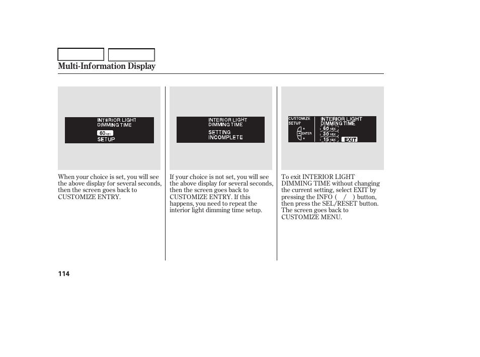 Multi-information display | Acura 2006 RL - Owner's Manual User Manual | Page 115 / 454