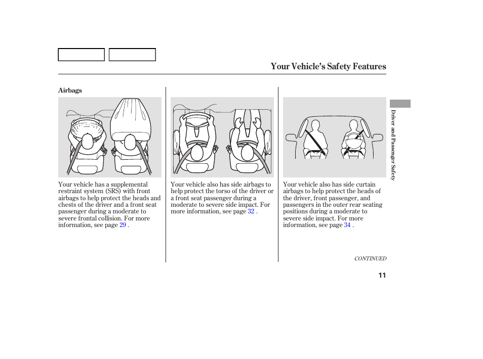 Your vehicle’s safety features | Acura 2006 RL - Owner's Manual User Manual | Page 12 / 454