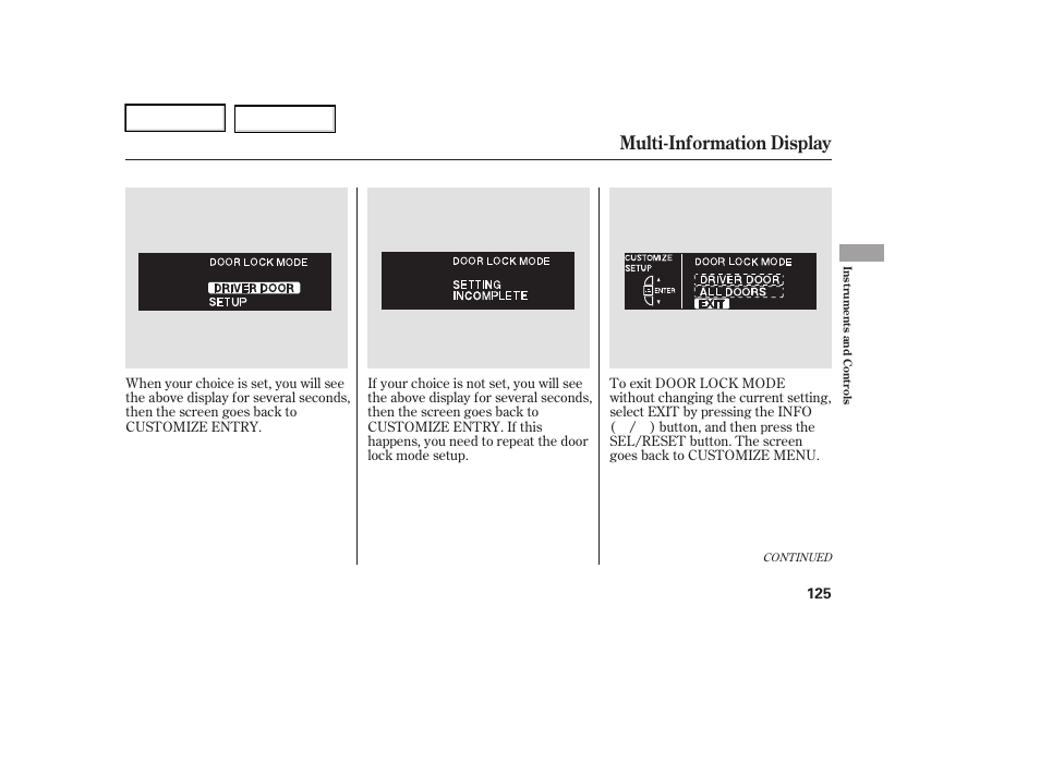Multi-information display | Acura 2006 RL - Owner's Manual User Manual | Page 126 / 454