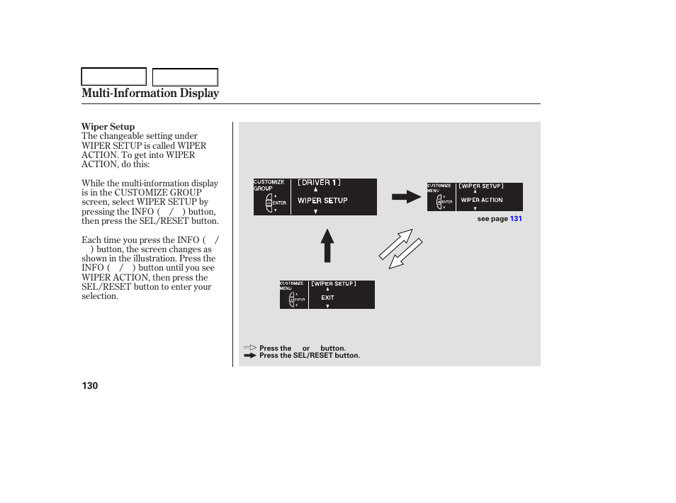 Multi-information display | Acura 2006 RL - Owner's Manual User Manual | Page 131 / 454