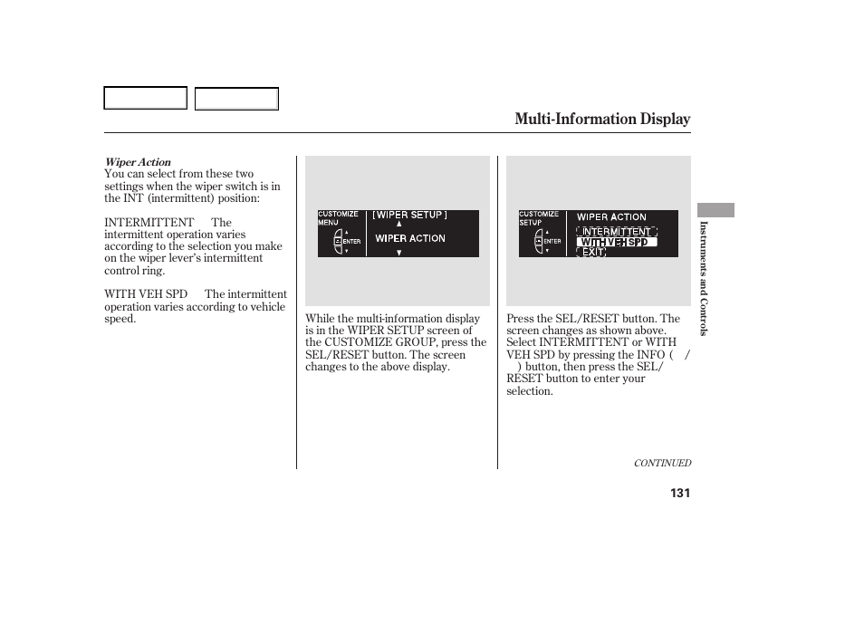 Multi-information display | Acura 2006 RL - Owner's Manual User Manual | Page 132 / 454