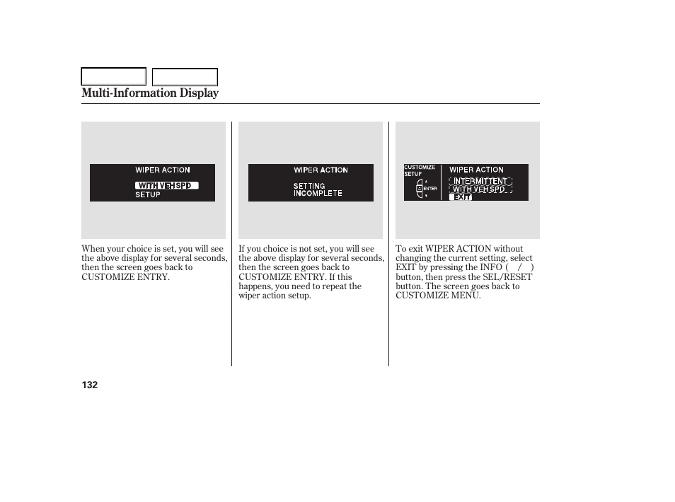 Multi-information display | Acura 2006 RL - Owner's Manual User Manual | Page 133 / 454