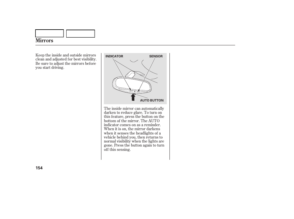 Mirrors | Acura 2006 RL - Owner's Manual User Manual | Page 155 / 454