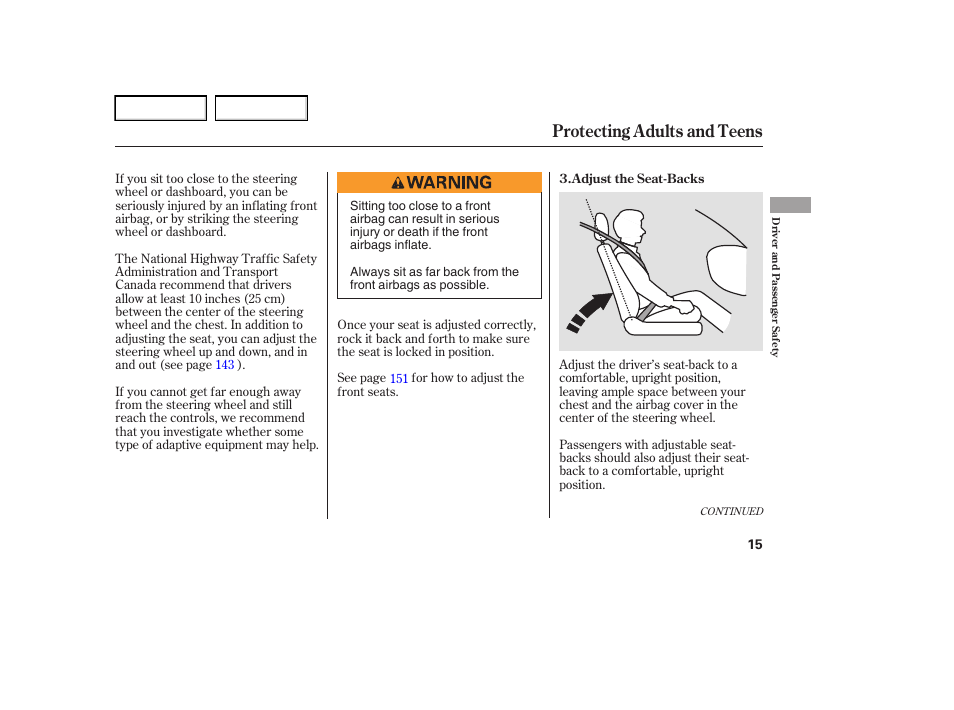 Protecting adults and teens | Acura 2006 RL - Owner's Manual User Manual | Page 16 / 454