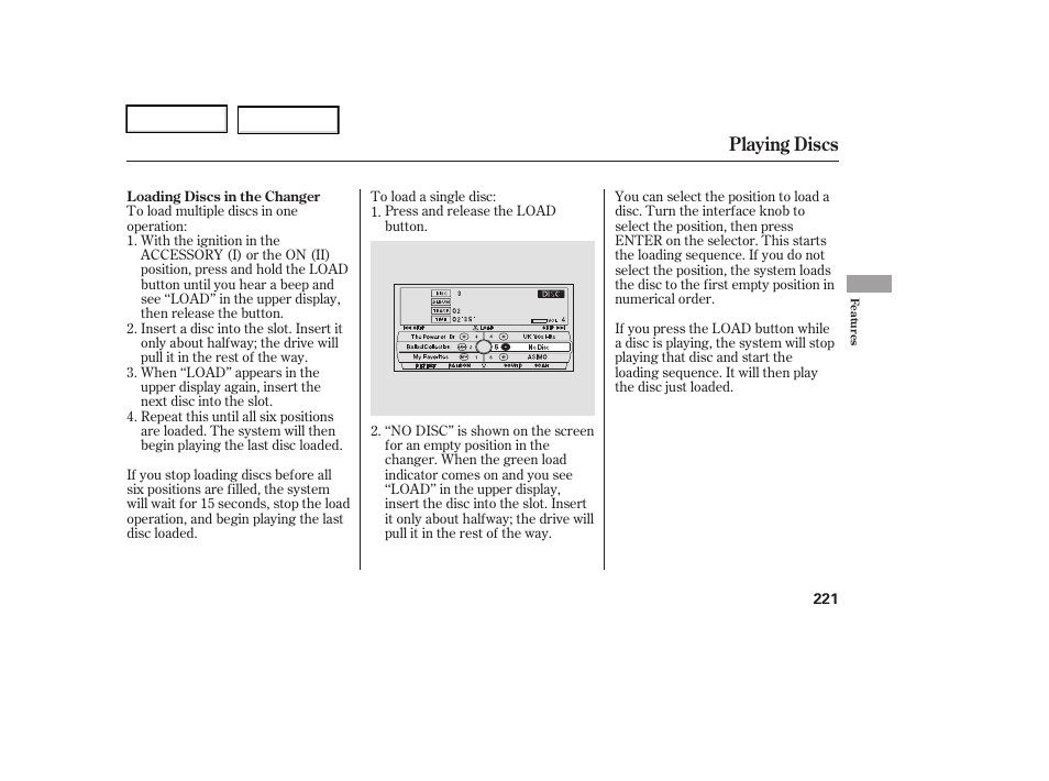 Playing discs | Acura 2006 RL - Owner's Manual User Manual | Page 222 / 454