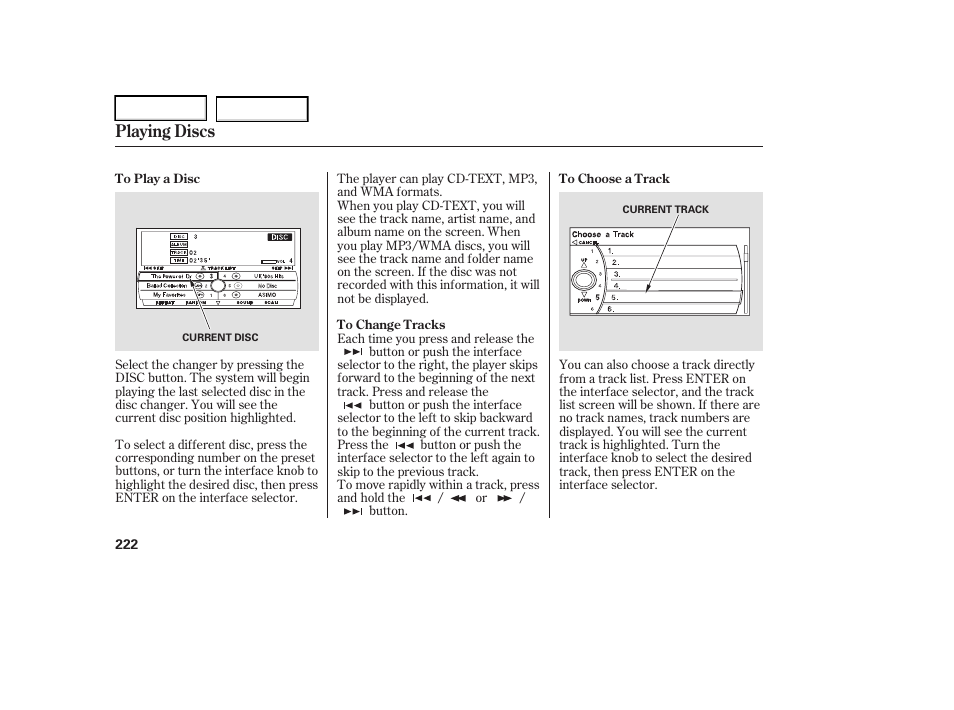 Playing discs | Acura 2006 RL - Owner's Manual User Manual | Page 223 / 454