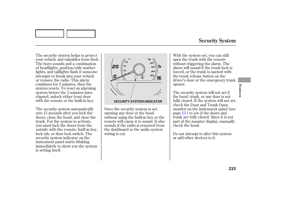 Security system | Acura 2006 RL - Owner's Manual User Manual | Page 234 / 454