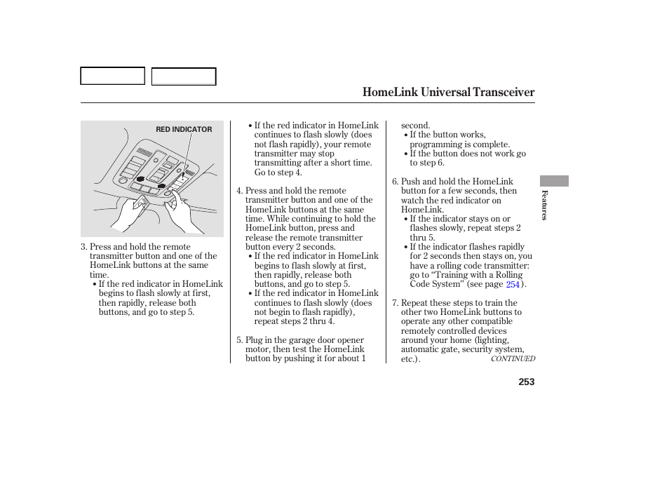 Homelink universal transceiver | Acura 2006 RL - Owner's Manual User Manual | Page 254 / 454