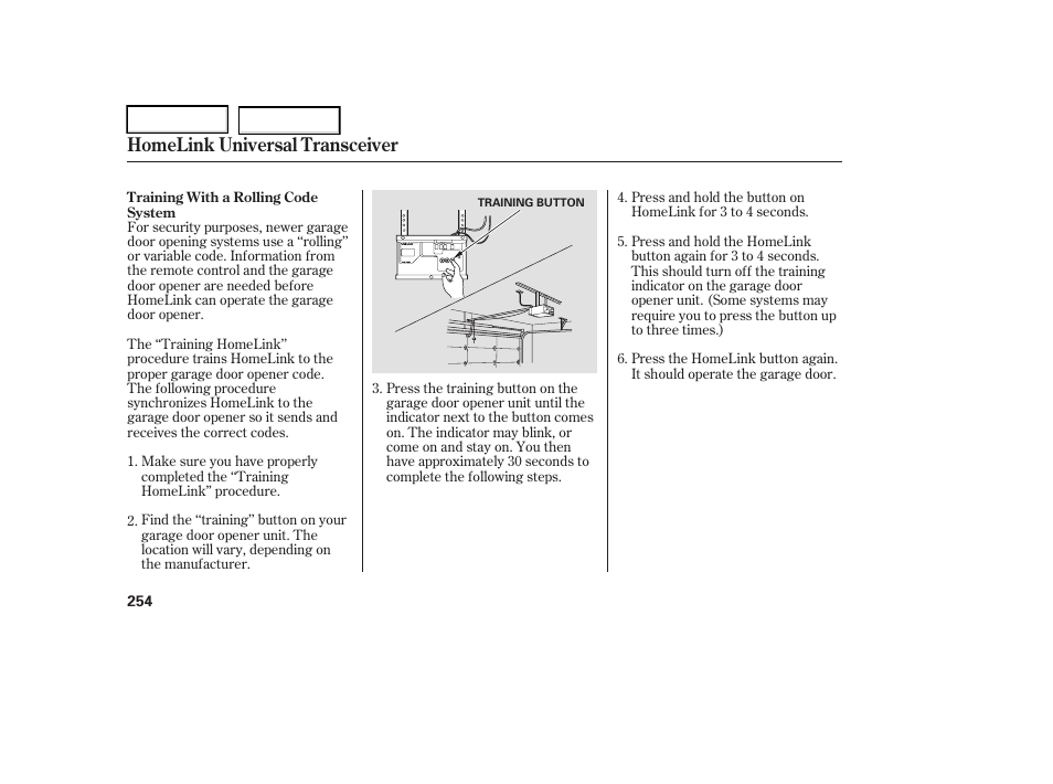 Homelink universal transceiver | Acura 2006 RL - Owner's Manual User Manual | Page 255 / 454