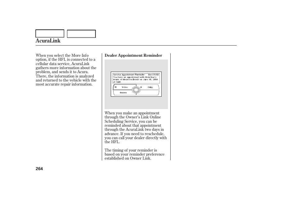 Acuralink | Acura 2006 RL - Owner's Manual User Manual | Page 265 / 454