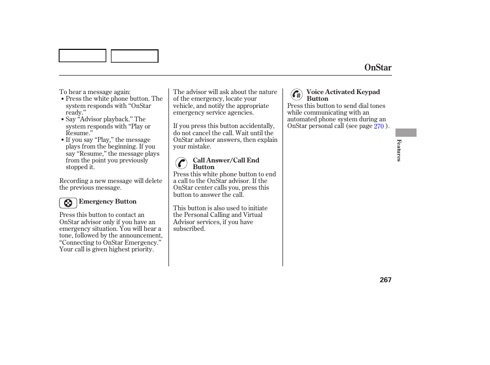 Onstar | Acura 2006 RL - Owner's Manual User Manual | Page 268 / 454