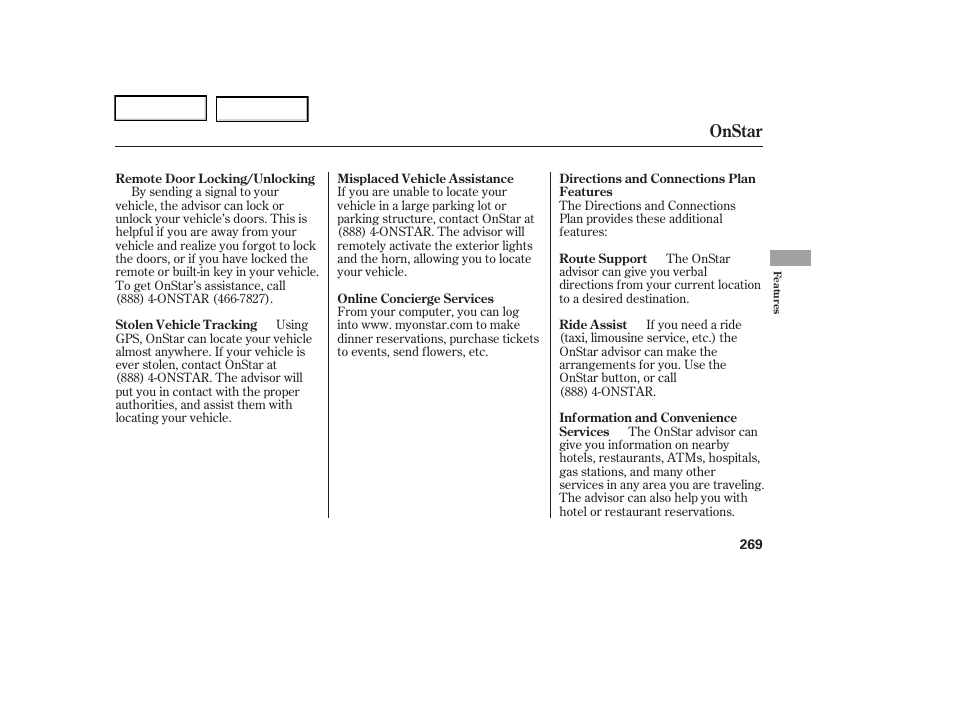 Onstar | Acura 2006 RL - Owner's Manual User Manual | Page 270 / 454