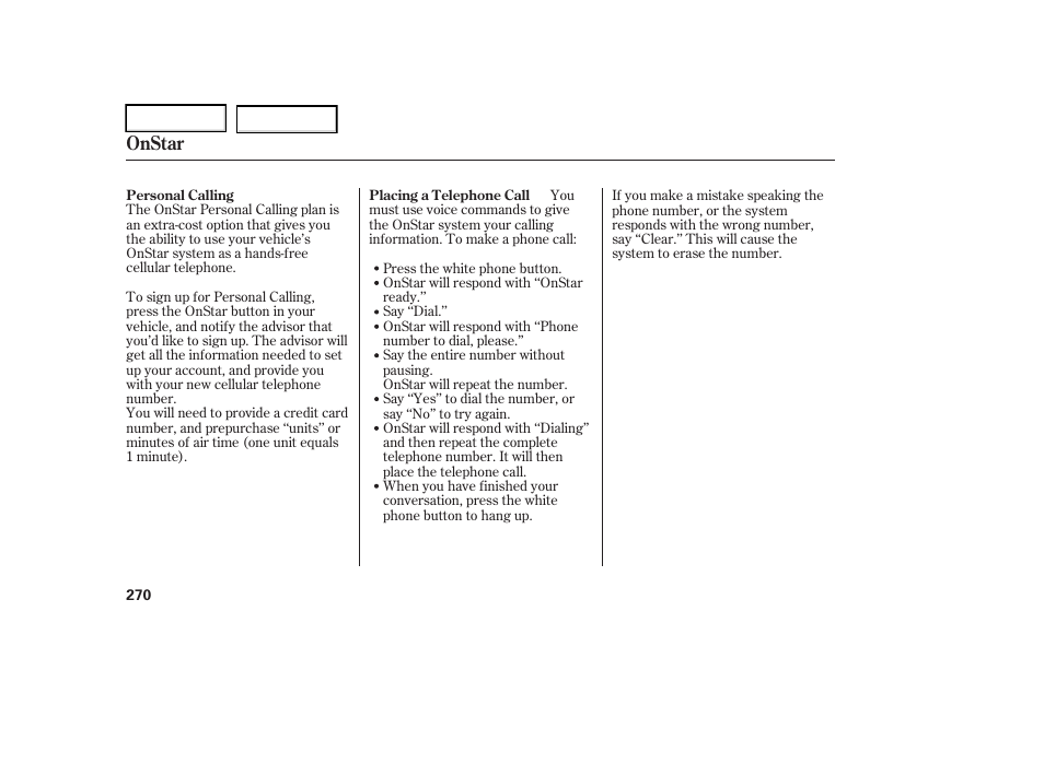Onstar | Acura 2006 RL - Owner's Manual User Manual | Page 271 / 454