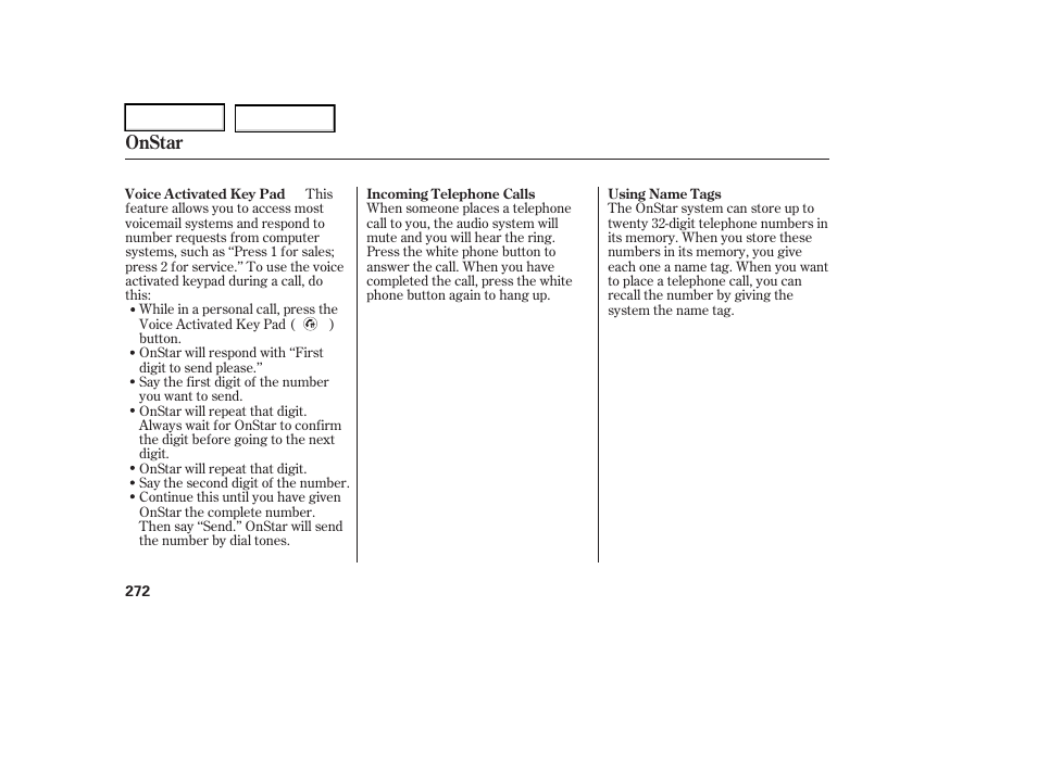 Onstar | Acura 2006 RL - Owner's Manual User Manual | Page 273 / 454