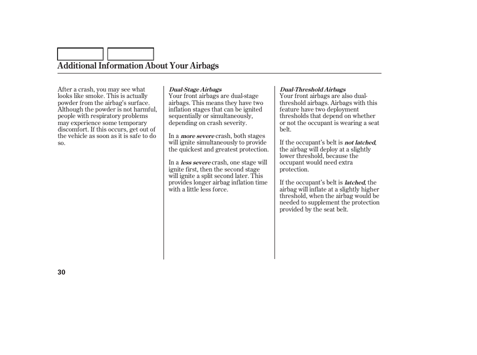 Additional information about your airbags | Acura 2006 RL - Owner's Manual User Manual | Page 31 / 454