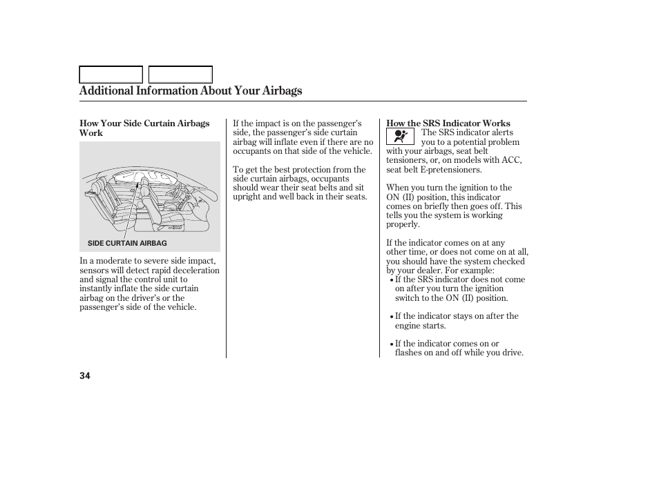 Additional information about your airbags | Acura 2006 RL - Owner's Manual User Manual | Page 35 / 454