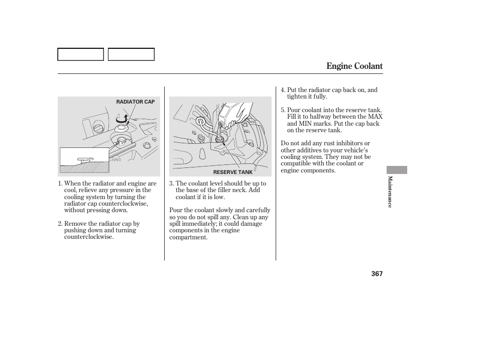 Engine coolant | Acura 2006 RL - Owner's Manual User Manual | Page 368 / 454