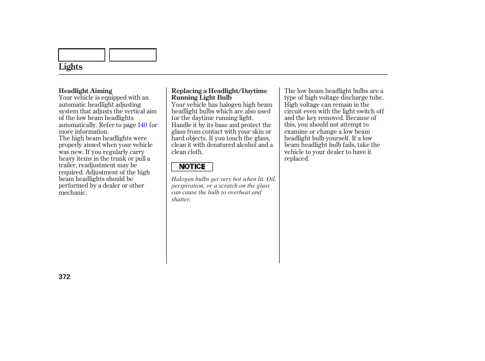 Lights | Acura 2006 RL - Owner's Manual User Manual | Page 373 / 454