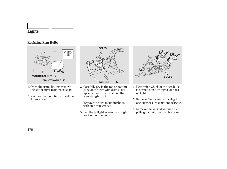 Lights | Acura 2006 RL - Owner's Manual User Manual | Page 379 / 454