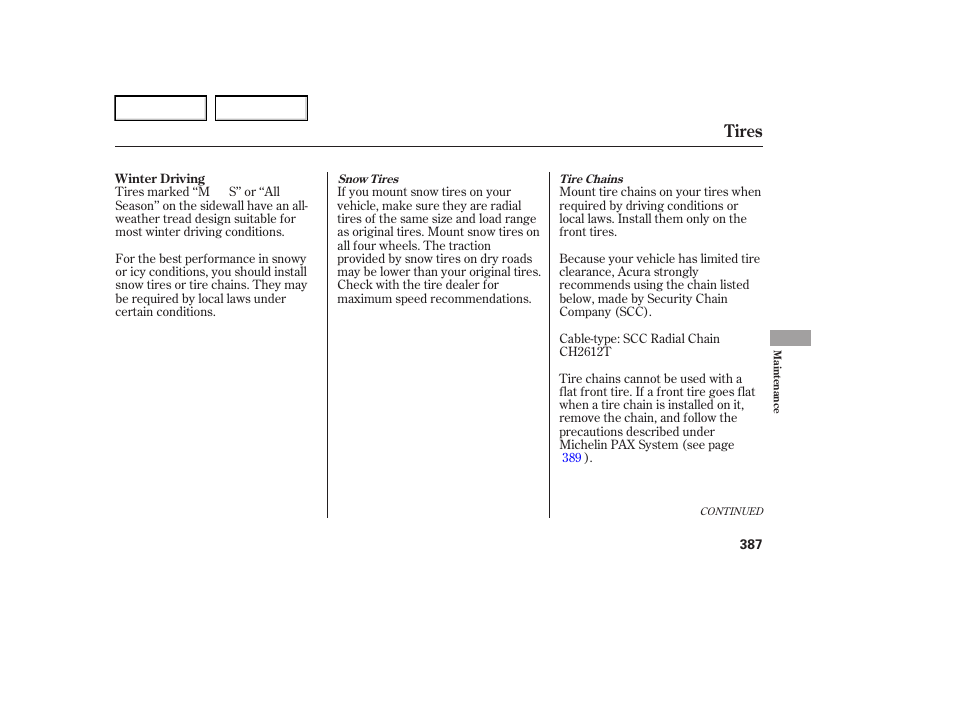 Tires | Acura 2006 RL - Owner's Manual User Manual | Page 388 / 454