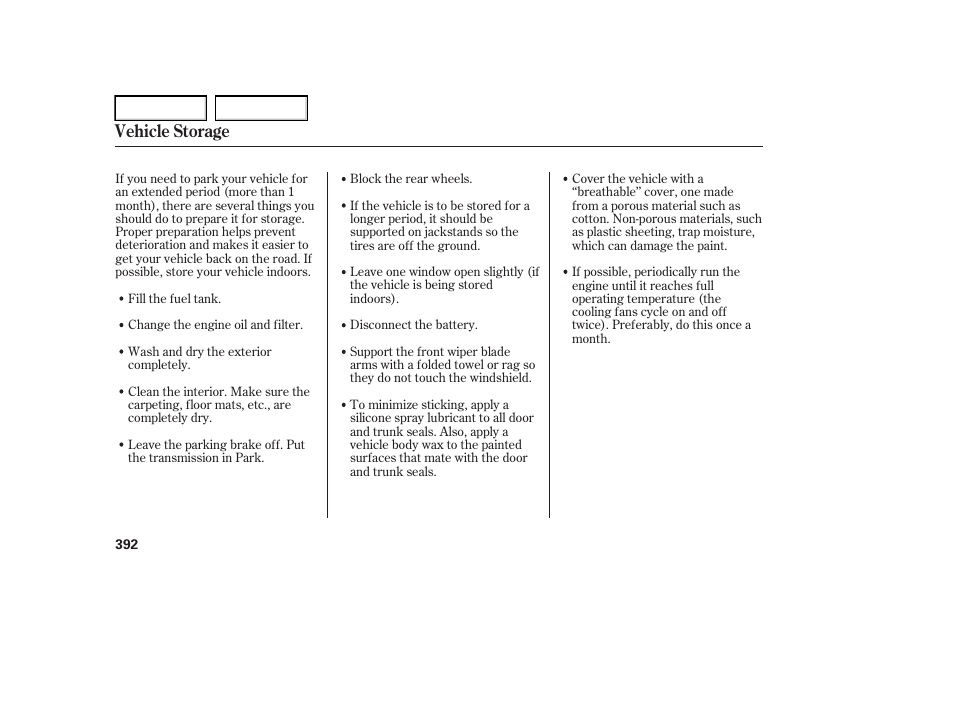 Vehicle storage | Acura 2006 RL - Owner's Manual User Manual | Page 393 / 454
