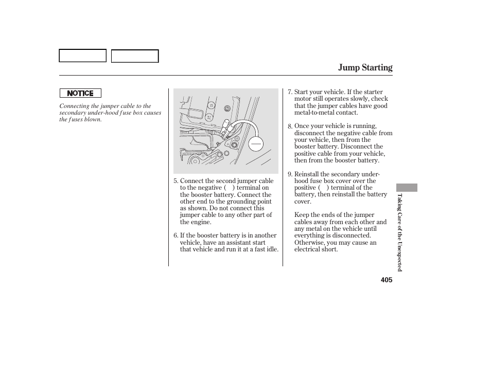 Jump starting | Acura 2006 RL - Owner's Manual User Manual | Page 406 / 454
