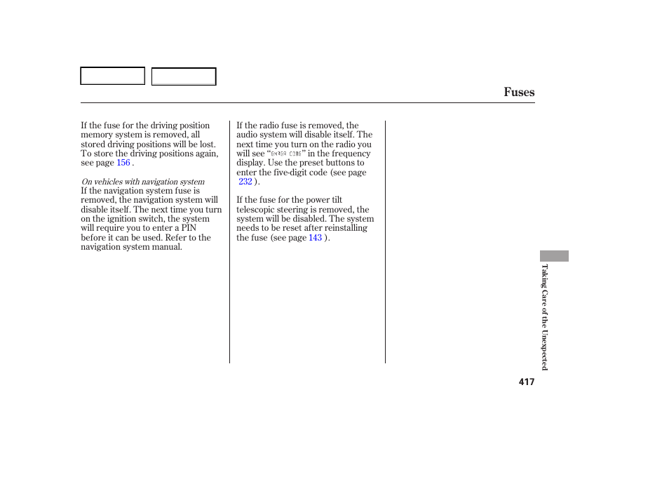 Fuses | Acura 2006 RL - Owner's Manual User Manual | Page 418 / 454