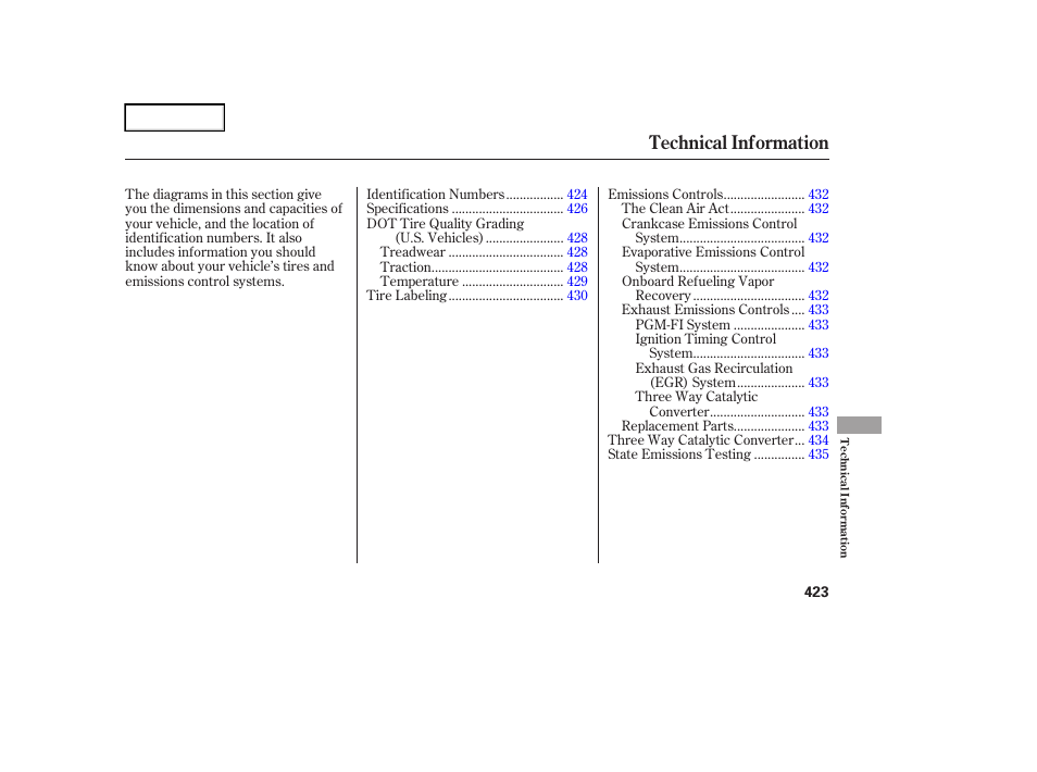 Technical information | Acura 2006 RL - Owner's Manual User Manual | Page 424 / 454