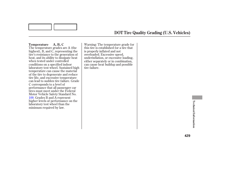 Dot tire quality grading (u.s. vehicles) | Acura 2006 RL - Owner's Manual User Manual | Page 430 / 454