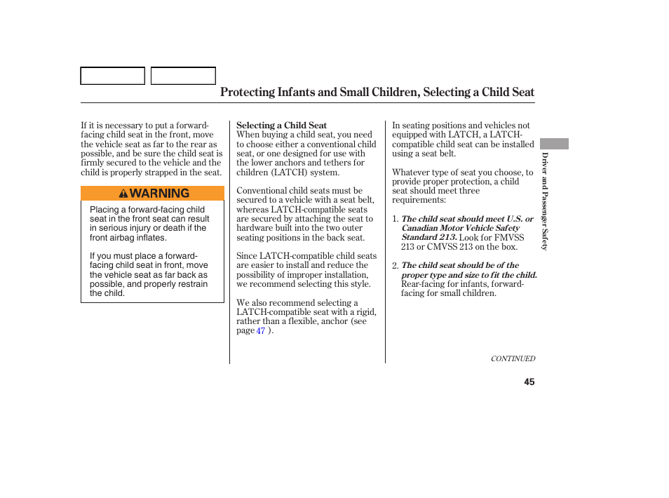 Acura 2006 RL - Owner's Manual User Manual | Page 46 / 454